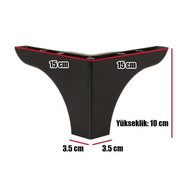 Mobilya Kanepe Sehpa Puf Koltuk Ayağı 10 cm Siyah Baza Ayak - Resim 3