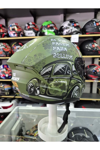 PTTAVM: AXXIS DRAKEN S IRON PEACE C6 MAT GREEN KAPALI KASK