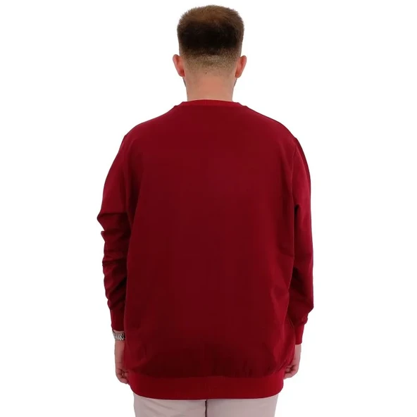 Büyük Beden Erkek Sweat Bıs Yaka U24174  Bordo - Resim 4