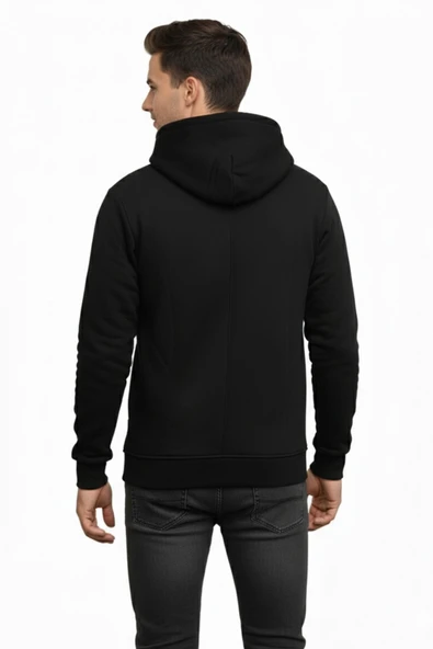 Erkek Büyük Beden Kapüşonlu Fermuarlı Sweatshirt 6549 BGL-ST05012 - Resim 5