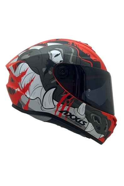 AXXIS DRAKEN S TROOPER E5 MAT KIRMIZI  DESENLİ MOTOSİKLET KASKI ÇİFT VİZÖRLÜ - Resim 3