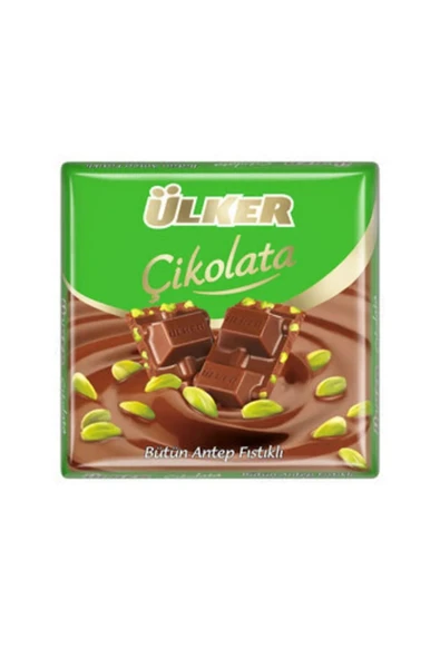 Bütün Antep Fıstıklı Sütlü Kare Çikolata 60 Gram x 6 Adet (Toplam 360 Gram) - Resim 2