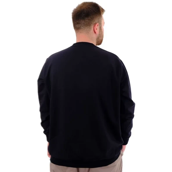 Büyük Beden Erkek Sweat Bıs Yaka U24174 Lacivert - Resim 4