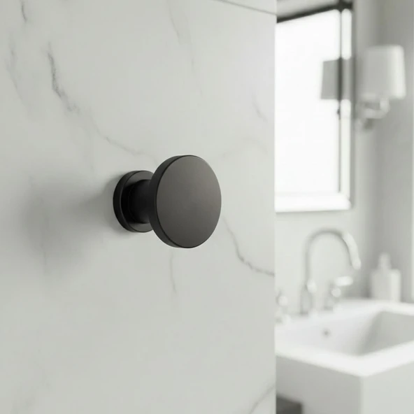 Alex 70 mm Lüks Askı Mat Siyah Metal Askılık Banyo Mutfak Salon Askısı Tasarım Dayanıklı Kullanım - Resim 3