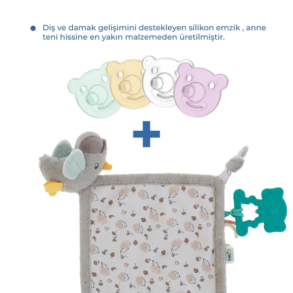 Babyjem 926 Birdy Diş Kaşıyıcılı + Silikon Emzik Hediyeli Uyku Arkadaşım Kahve - Resim 2