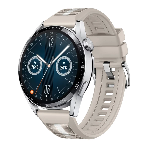 Huawei Watch GT3 Pro GT3 GT2 46mm SportStripe Örgü Desen Metal Tokalı Silikon Akıllı Saat Kordonu  Starlight ürün görseli