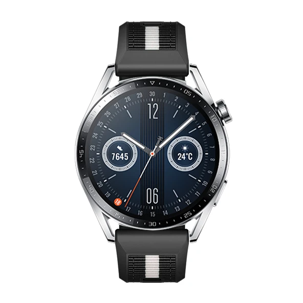 Huawei Watch GT3 Pro GT3 GT2 46mm SportStripe Örgü Desen Metal Tokalı Silikon Akıllı Saat Kordonu  Siyah - Resim 4