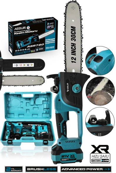 Assur 21V Çift Akülü Testere Ağaç Odun Dal Kesme Motoru ürün görseli 1