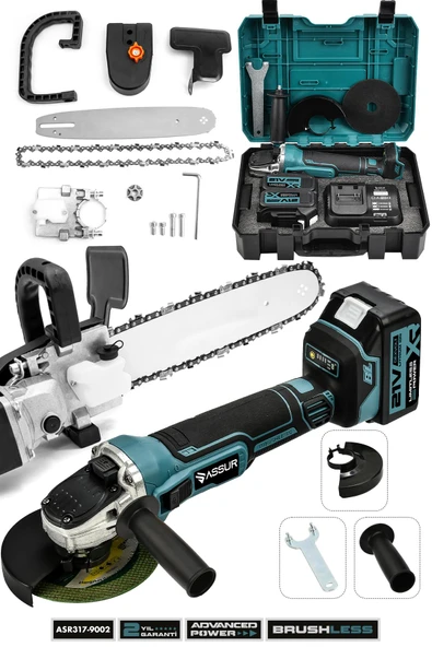 Assur 21V Çift Akülü 125mm Avuç Taşlama + Testere Başlık Set ürün görseli