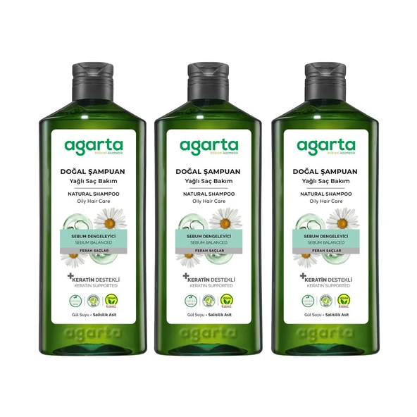 Agarta Doğal Şampuan Yağlı Saç Bakımı Için 400 ml 3 Adet ürün görseli