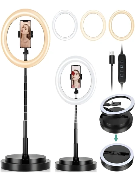 RGB Led Halka Işık 168CM Teleskopik Tripodlu, 160 LED, Telefon Tutucu, Katlanabilir Ring Light ürün görseli 1