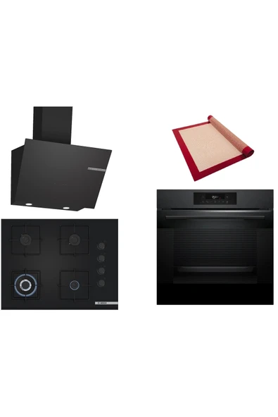 Bosch Siyah 3 lü Ankastre Set (HJG852YT0T-POH7C6P30O-DWK66PJ60T) 3D Fry - Pişirme Matı ile ürün görseli