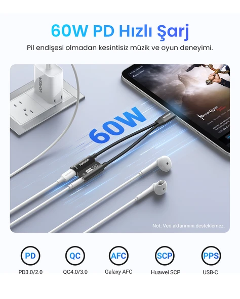 UGREEN Mangetic USB-C to Aux 3.5mm Hi-Res Audio DAC Chip Audio Adaptör, 25837 - Resim 4