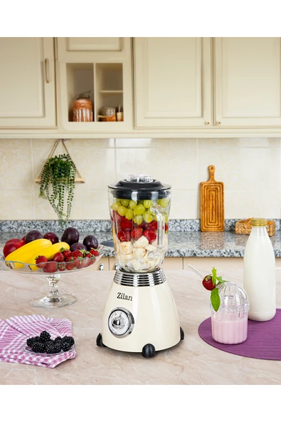 Zln1207 | Retro Stand Blender | 1,5l Cam Hazne | 500w Blendar | 2 Hız Ayarı | Bej ürün görseli