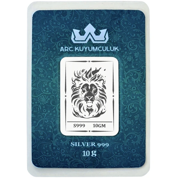 999 Ayar Gümüş ile Üretilmiş Aslan Temalı Hediyeye Özel 10 Gram Gümüş Külçesi-763 ürün görseli