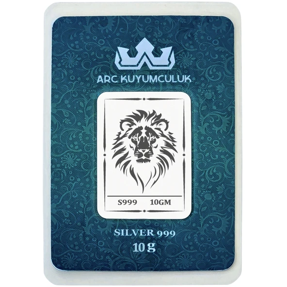 Hediyeye Özel 10 Gram Aslan Temalı 999 Ayar Gümüş ile Üretilmiş Gümüş Külçesi-764 ürün görseli