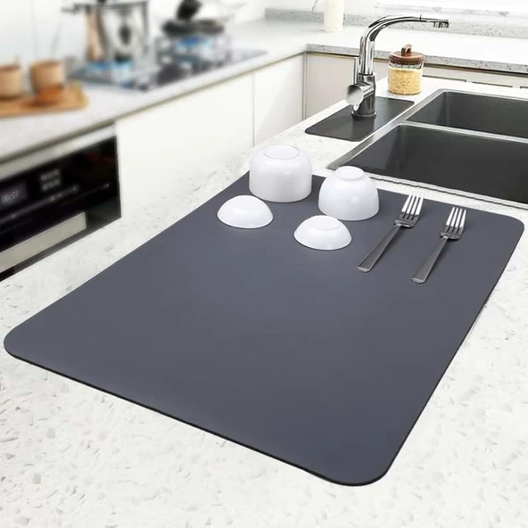 Kaymaz Tabanlı Çok Amaçlı Su Emici Sihirli Tezgah Üstü Bulaşık Yıkama Kurulama Kurutma Matı - Resim 2