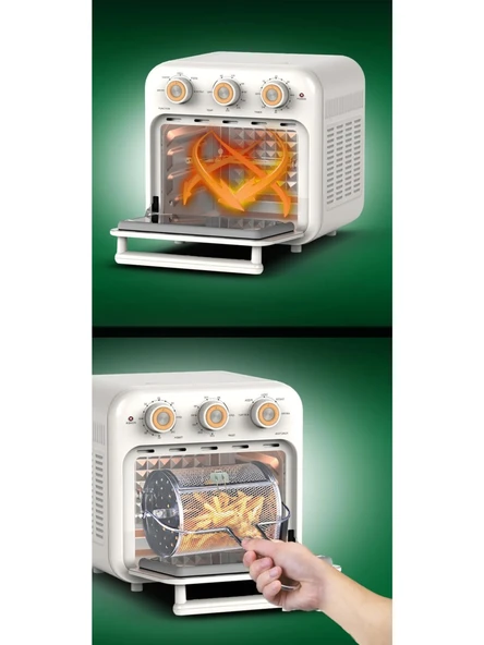 Kiwi 360° Derece Dönüş Sistemli 16 Lt Geniş Kapasiteli Zamanlayıcılı Yağsız Retro Fritöz KAF-5556 - Resim 2