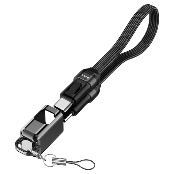 S-link Armor CC-020 60W 20 cm Type-C to Type-C PD Örgülü Metal Başlıklı Siyah Hızlı Şarj Kablosu - Resim 3