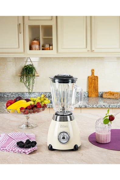 Zln1207 | Retro Stand Blender | 1,5l Cam Hazne | 500w Blendar | 2 Hız Ayarı | Bej - Resim 4