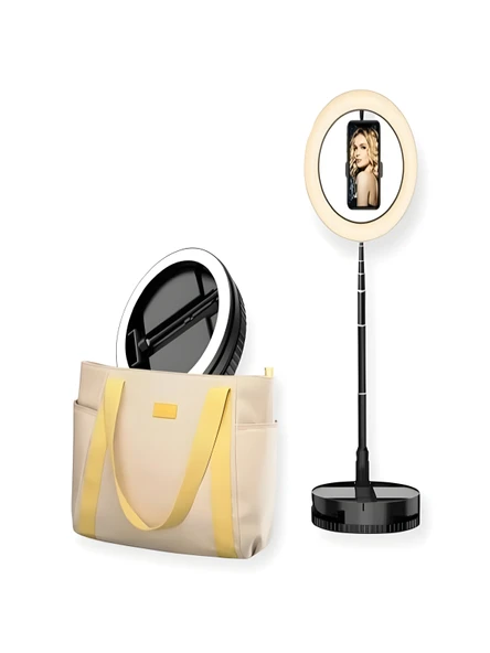 RGB Led Halka Işık 168CM Teleskopik Tripodlu, 160 LED, Telefon Tutucu, Katlanabilir Ring Light - Resim 7