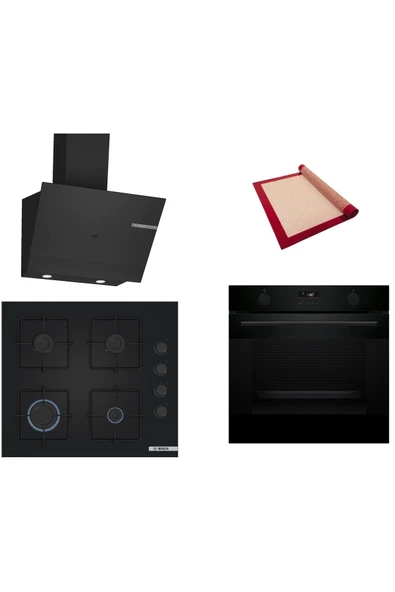 Bosch Siyah 3 lü Ankastre Set (HUA736EA0T-POP6C6P30O-DWK67PJ60T) Buhar Destekli - Pişirme Matı ile ürün görseli