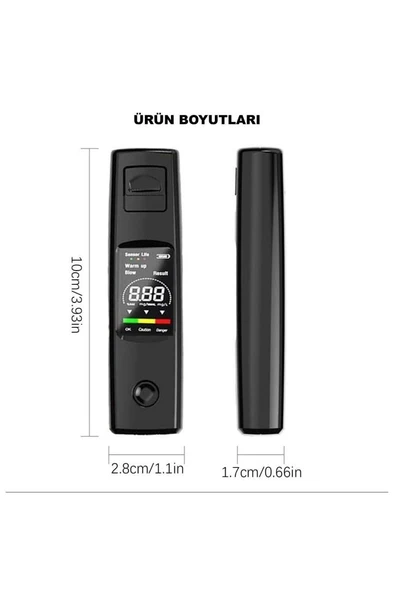 Taşınabilir Alkol Ölçüm Test Cihazı Trafik Alkol Tester Yüksek Hassasiyet Hızlı Tepki Şarjlı - Resim 6