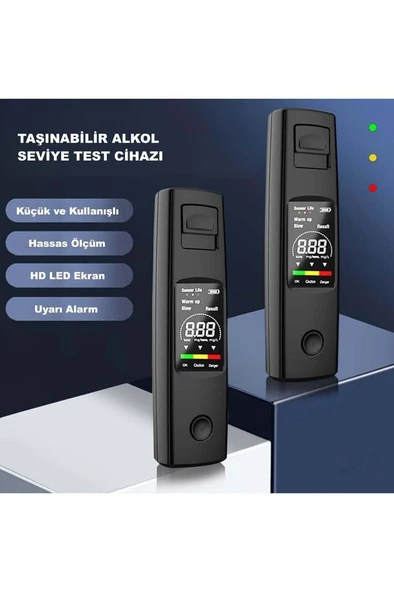Taşınabilir Alkol Ölçüm Test Cihazı Trafik Alkol Tester Yüksek Hassasiyet Hızlı Tepki Şarjlı - Resim 2