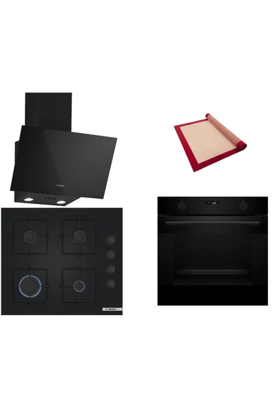 Bosch Siyah 3 lü Ankastre Set (HUA736EA0T-POP6C6P30O-DWK63PJ60T(61T))-Buhar Destekli-Fırın Matı ile ürün görseli