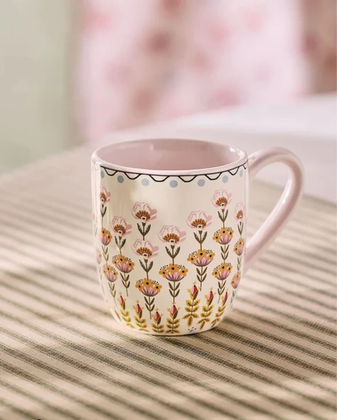 Londra'dan Cath Kidston Pembe Çiçek Desenli Shabby Chic Tarzı Porselen Kupa/Mug ürün görseli