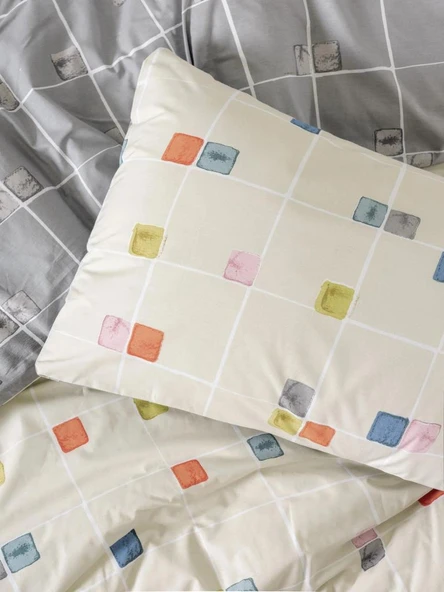 COTTON BOX MINIMAL ÇİFT KİŞİLİK LASTİKLİ ÇARŞAFLI NEVRESİM TAKIMI EVO GRİ - Resim 2