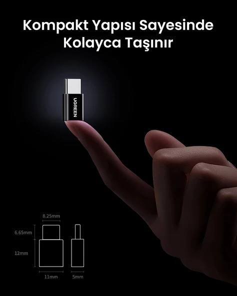 UGREEN Micro USB to Type-C Dönüştürücü Adaptörü, Siyah, 30391 - Resim 8
