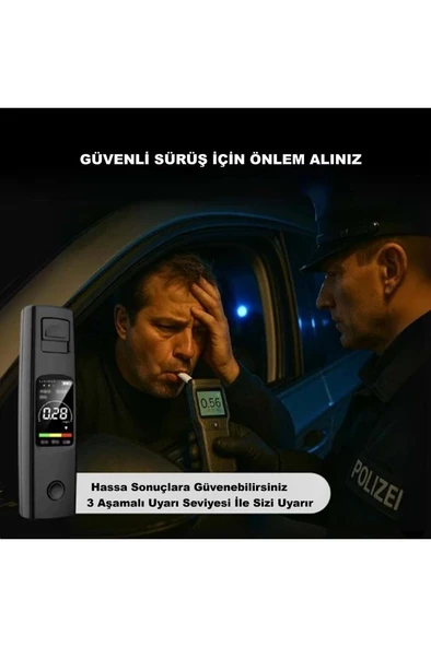 Taşınabilir Alkol Ölçüm Test Cihazı Trafik Alkol Tester Yüksek Hassasiyet Hızlı Tepki Şarjlı - Resim 7