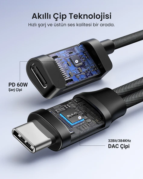 UGREEN Mangetic USB-C to Aux 3.5mm Hi-Res Audio DAC Chip Audio Adaptör, 25837 - Resim 5