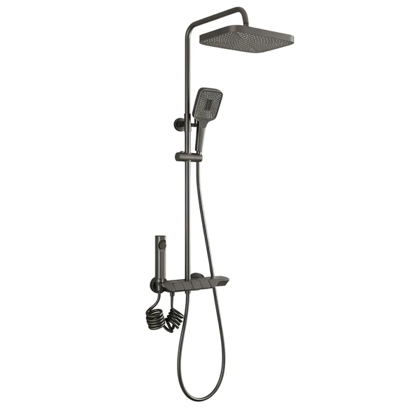 Piyano Robot Duş Seti Tuşlu Tam Takım Antrasit Lüks Yağmurlama Fonksiyonlu El Duşu Başlıklı Sistemi - Resim 5