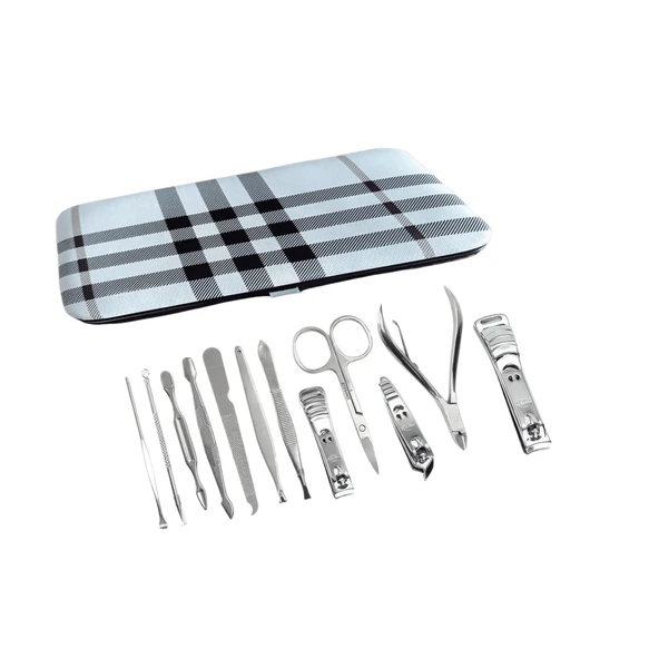Lüks 12 Parça Paslanmaz Çelik Manikür ve Pedikür Seti Seyahat Boy Deri Çanta - Resim 4