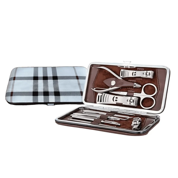 Lüks 12 Parça Paslanmaz Çelik Manikür ve Pedikür Seti Seyahat Boy Deri Çanta ürün görseli