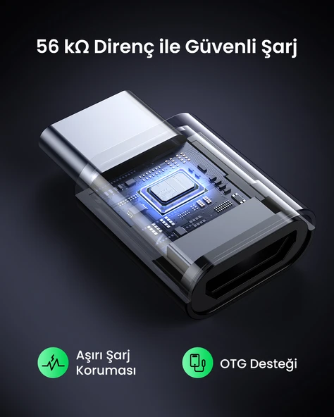 UGREEN Micro USB to Type-C Dönüştürücü Adaptörü, Siyah, 30391 - Resim 7