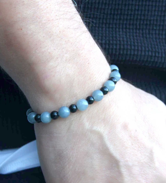 Erkek Doğal Taş Bileklik Jade Oniks Taşı oaheb4 - Resim 2