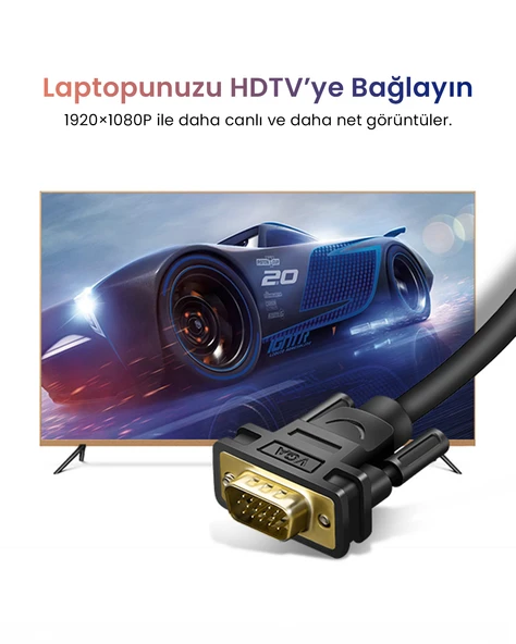 UGREEN HDMI to VGA Dönüştürücü Kablo 1.5m, 30449 - Resim 3