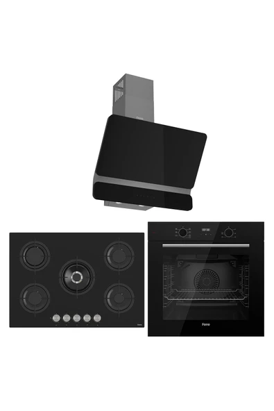 Ferre Flowart Evolis Elite Siyah 3'lü Ankastre Set ( QBL63CS-RS035-D080 ) ürün görseli