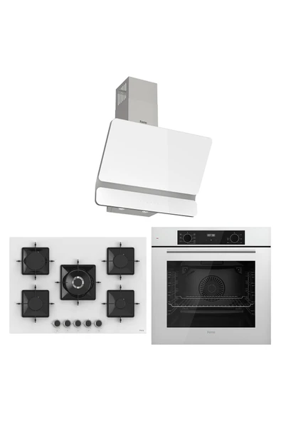 Ferre Flowart Florenz Elite Beyaz 3'lü Ankastre Set ( QBL63CB-SS036-D081 ) ürün görseli