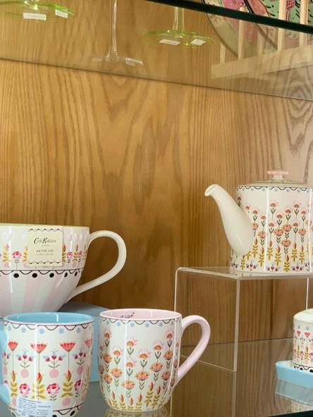 Londra'dan Cath Kidston Çok Renkli Çiçek Desenli Porselen Muhteşem El Boyama Kahvaltı Kupa/Mug - Resim 3
