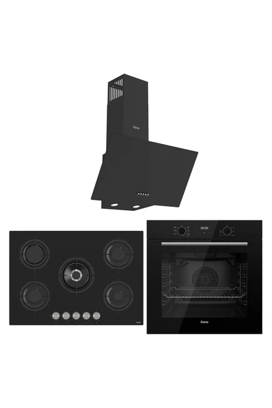 Ferre Flowart Evolis Essential Siyah 3'lü Ankastre Set ( QBL63CS-RS035-D086 ) ürün görseli