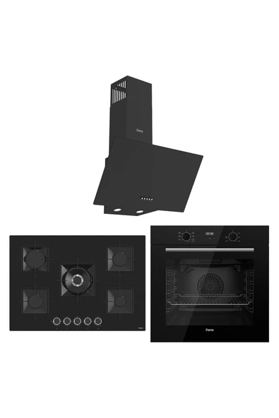 Ferre Flowart Florenz Essential Siyah 3'lü Ankastre Set ( QBL63CS-SS035-D086 ) ürün görseli