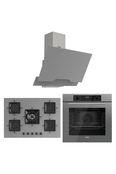 Ferre Flowart Florenz Pro Gri 3'lü Ankastre Set ( QBL63CPR-SS038-D065 ) ürün görseli