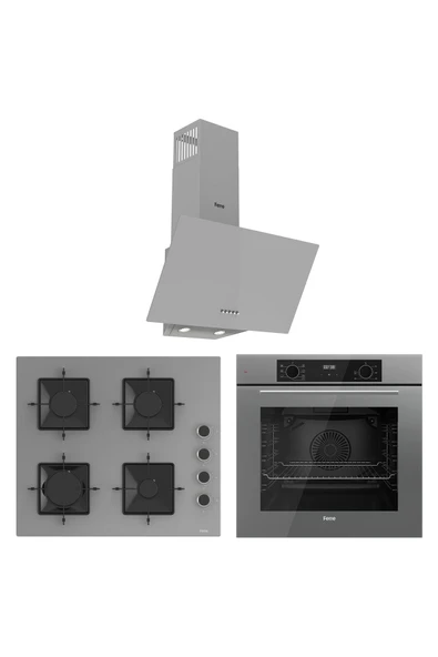 Ferre Flowart Ventora Essential Gri 3'lü Ankastre Set ( QBL63CPR-SS208-D088 ) ürün görseli