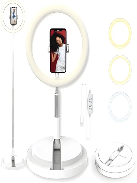 RGB Led Halka Işık 168CM Teleskopik Tripodlu, 160 LED, Telefon Tutucu, Katlanabilir Ring Light ürün görseli 1