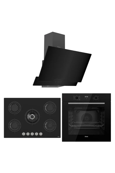 Ferre Flowart Evolis Pro Siyah 3'lü Ankastre Set ( QBL63CS-RS035-D063 ) ürün görseli