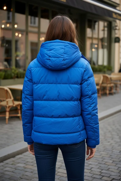 Kapüşonlu Yağmur ve Rüzgar Geçirmez Oversize Kadın Mont - Resim 3